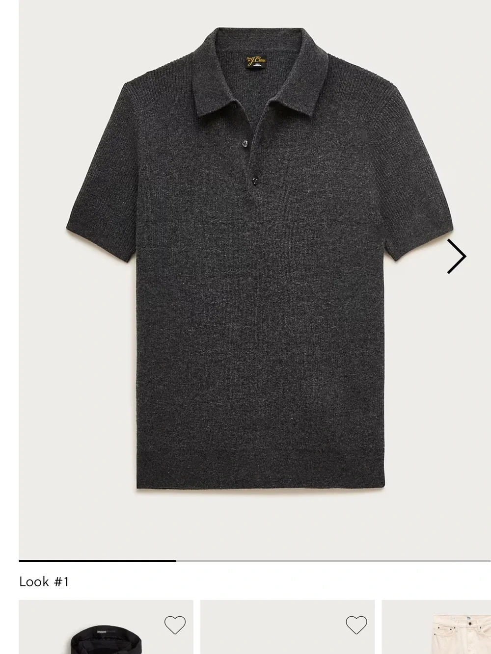 J. Crew Short-Sleeve Cashmere Rib-Knit Polo - Charcoal